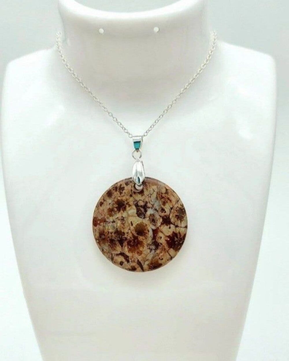 Large Brown Snowflake Obsidian Necklace Natural Gemstone Pendant